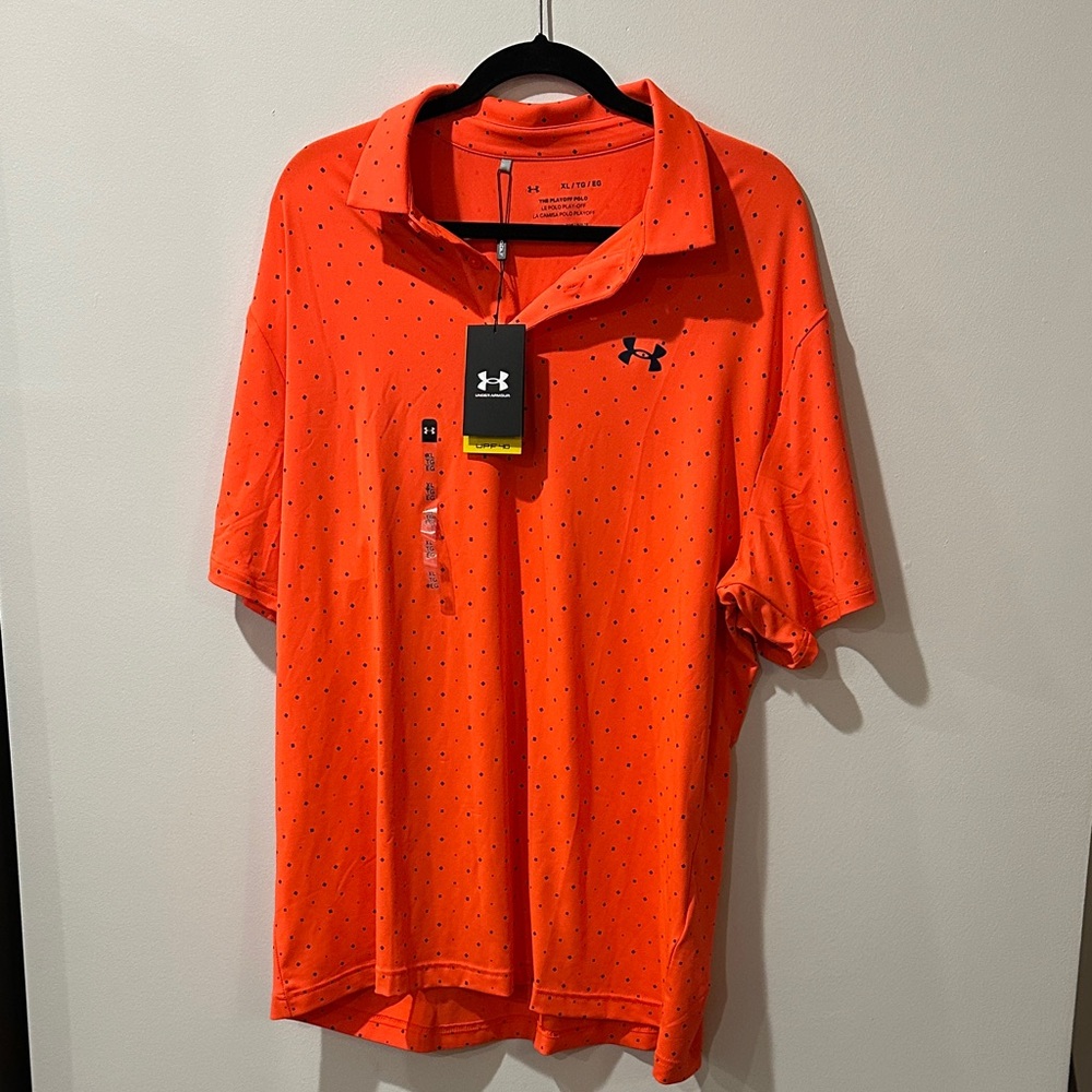 Under Armour Men's Bright Orange “The Playoff” Polo Shirt- Workout, Athleisure
